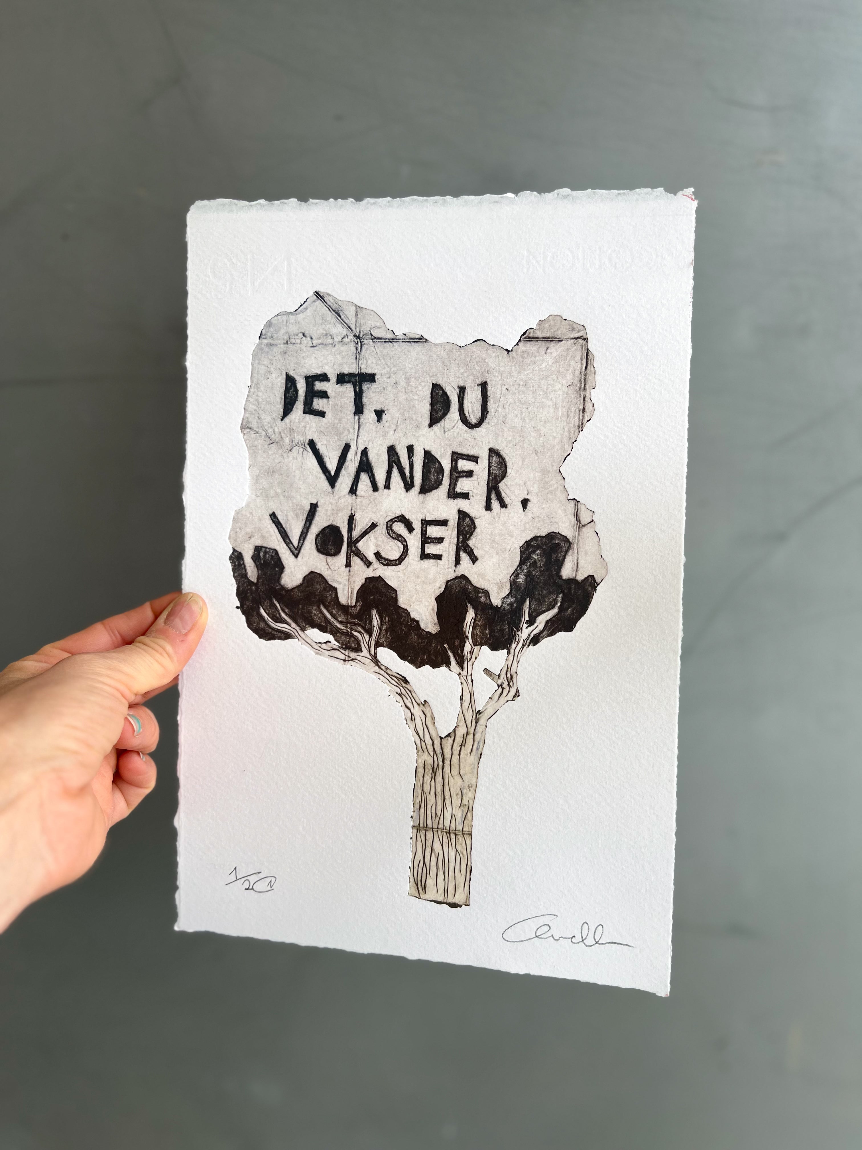 Håndlavet collografi | Det, du vander, vokser no. 1 | Anette Zimmerlund