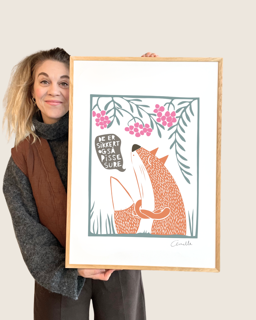 Ræven og rønnebærrene - Kunstplakat