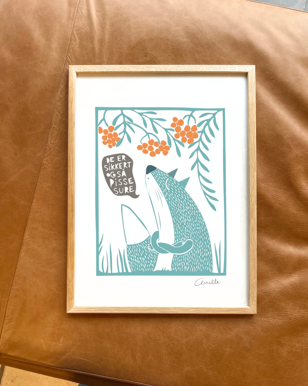 Ræven og rønnebærrene - Kunstplakat