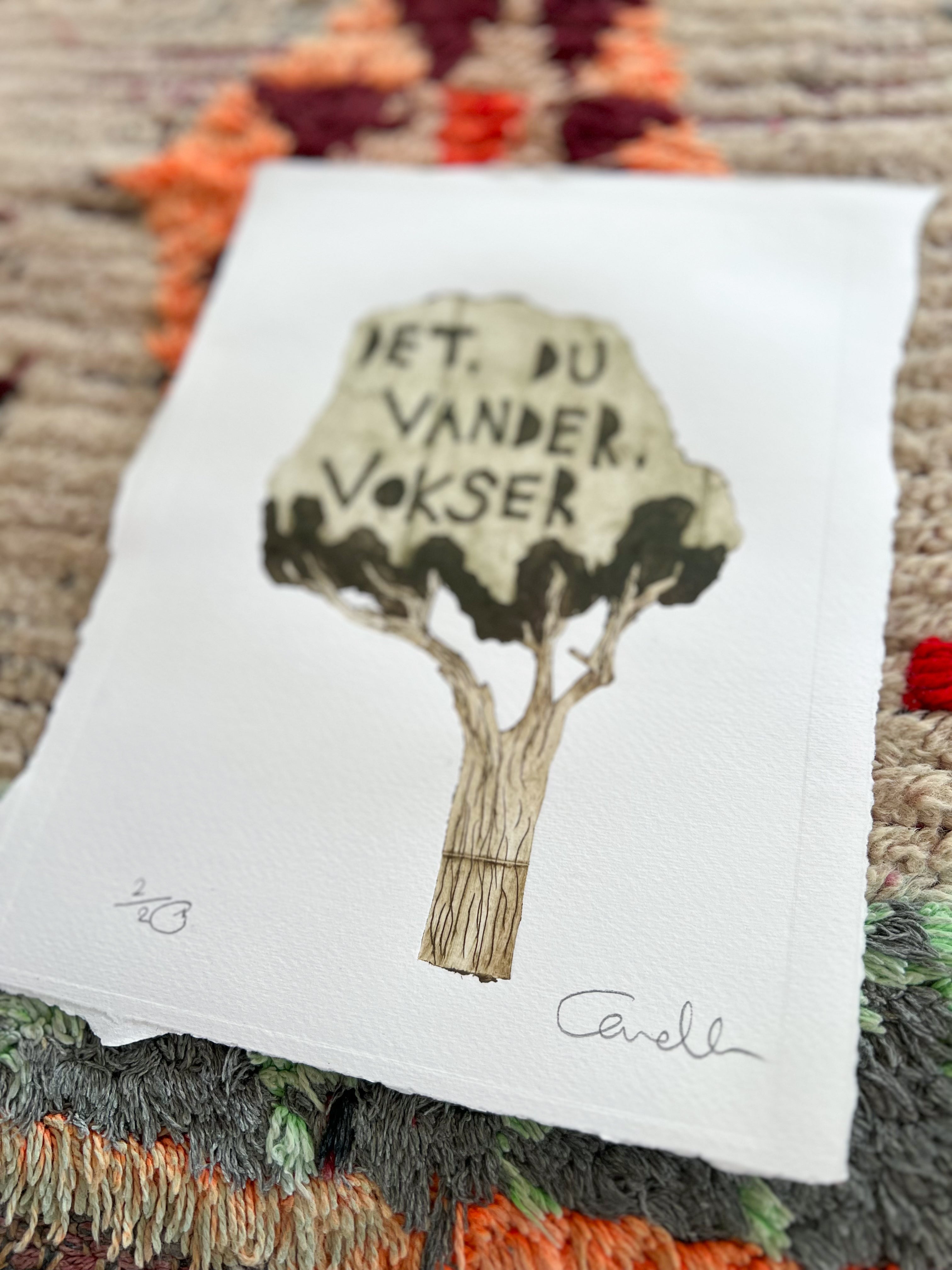 Håndlavet collografi | Det, du vander, vokser no. 2 | Anette Zimmerlund
