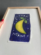 Citronmåne | Indrammet originalt maleri |Anette Zimmerlund