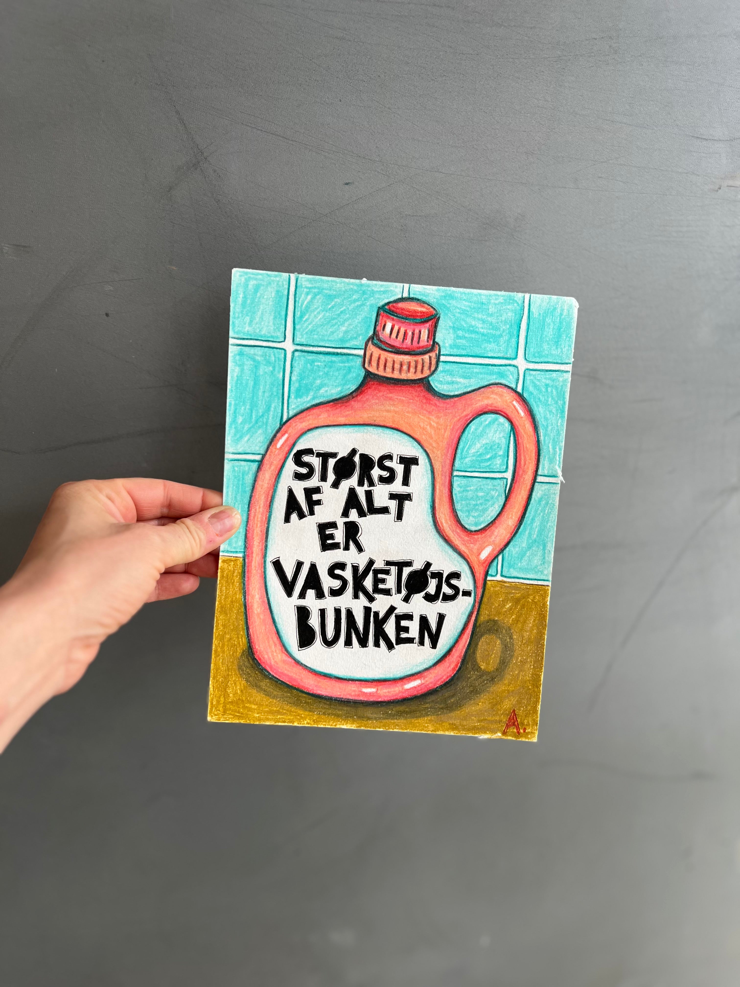Originalt maleri | Størst af alt er vasketøjsbunken | Anette Zimmerlund