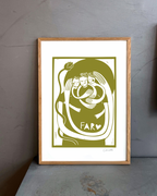 Far med 2 børn - Kunstplakat