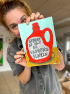Originalt maleri | Størst af alt er vasketøjsbunken | Anette Zimmerlund