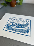 Kaptajn | Håndlavet linoleumstryk | A3