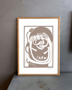 Far med 2 børn - Kunstplakat