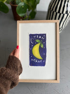 Citronmåne | Indrammet originalt maleri |Anette Zimmerlund
