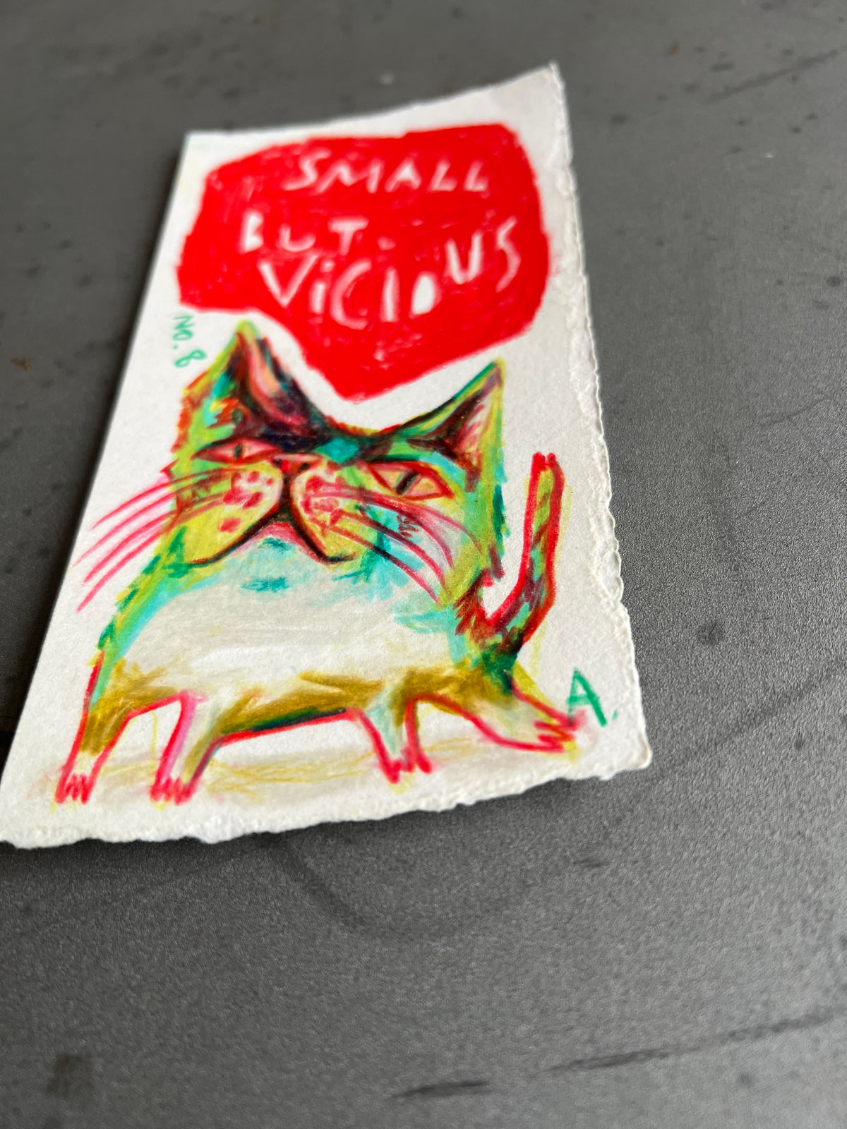 Originalt farveblyantsværk | Kattestudier no. 8