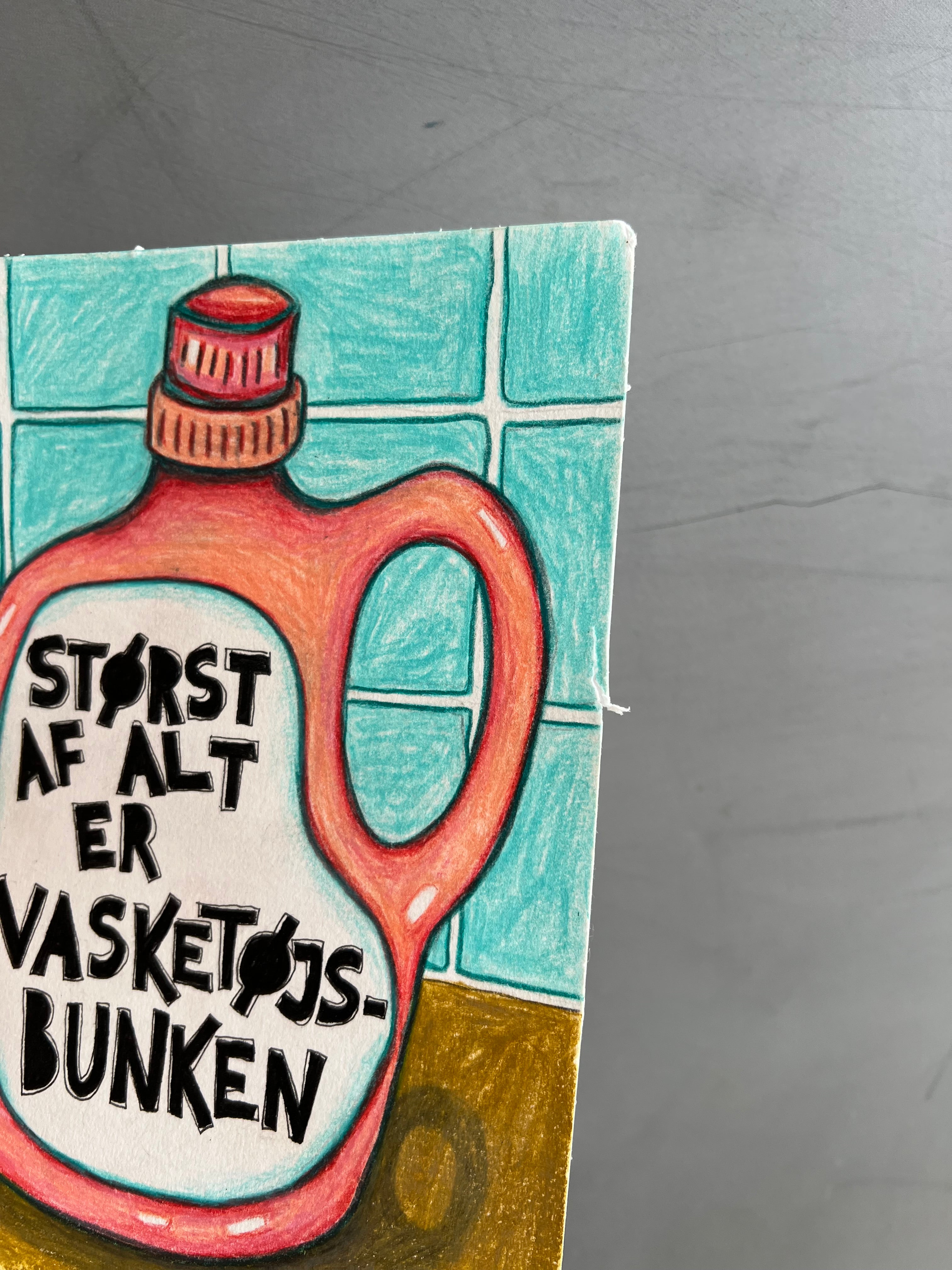 Originalt maleri | Størst af alt er vasketøjsbunken | Anette Zimmerlund