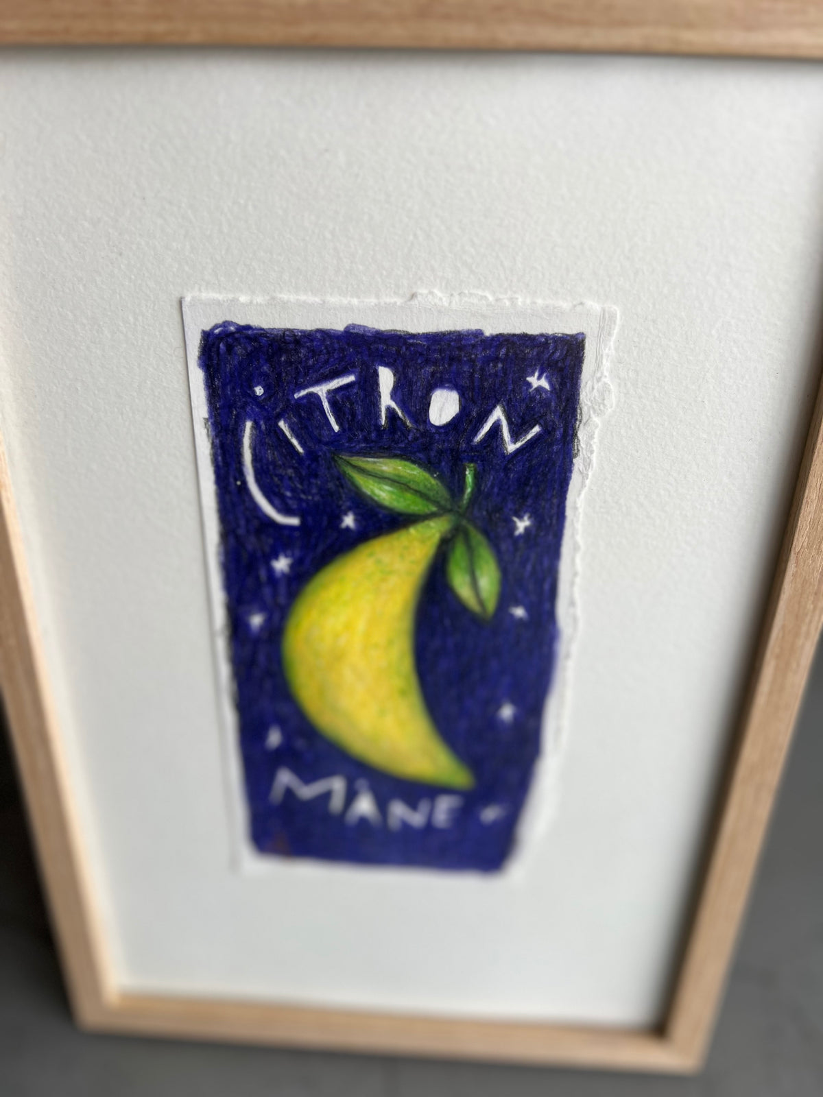 Citronmåne | Indrammet originalt maleri |Anette Zimmerlund