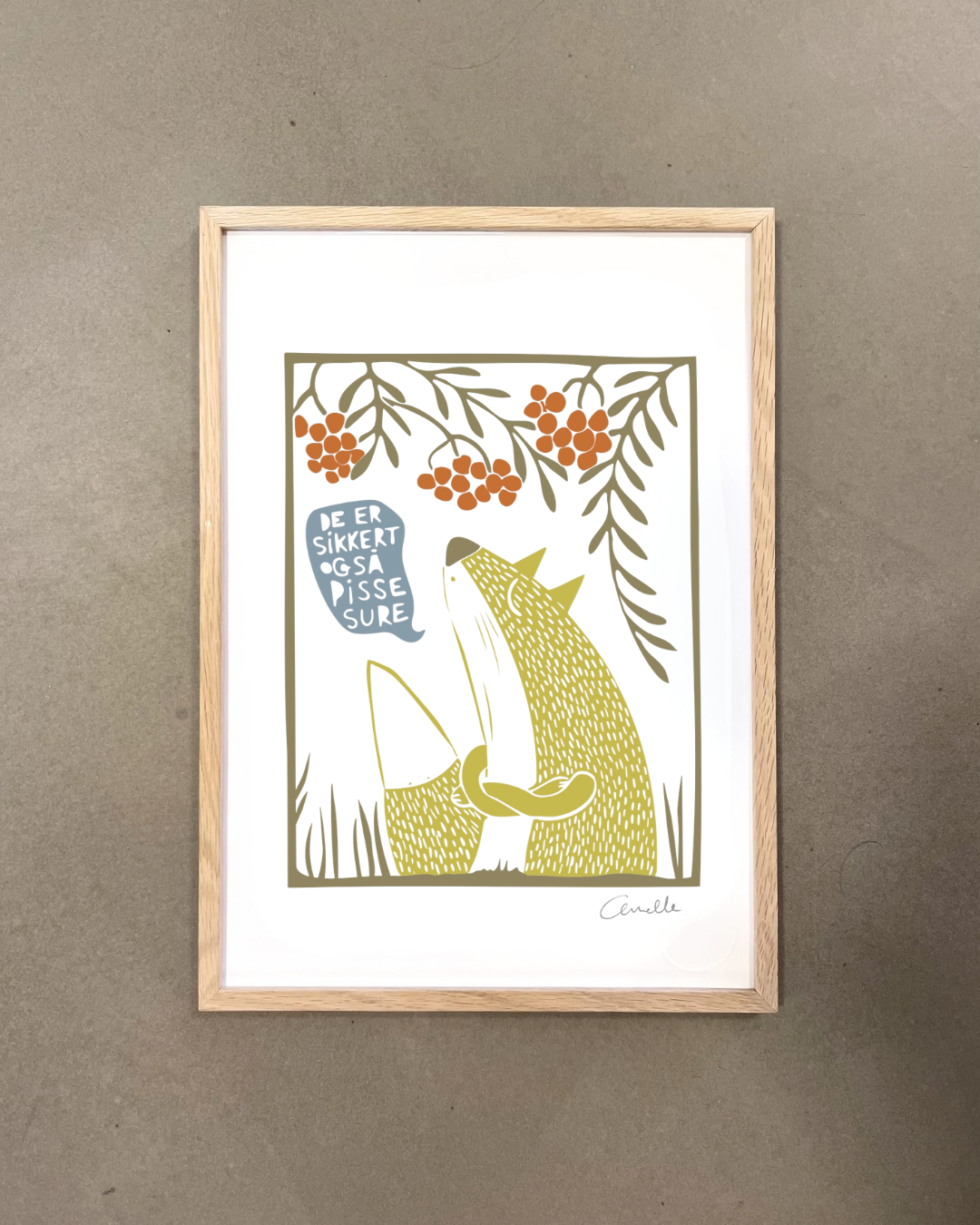 Ræven og rønnebærrene - Kunstplakat