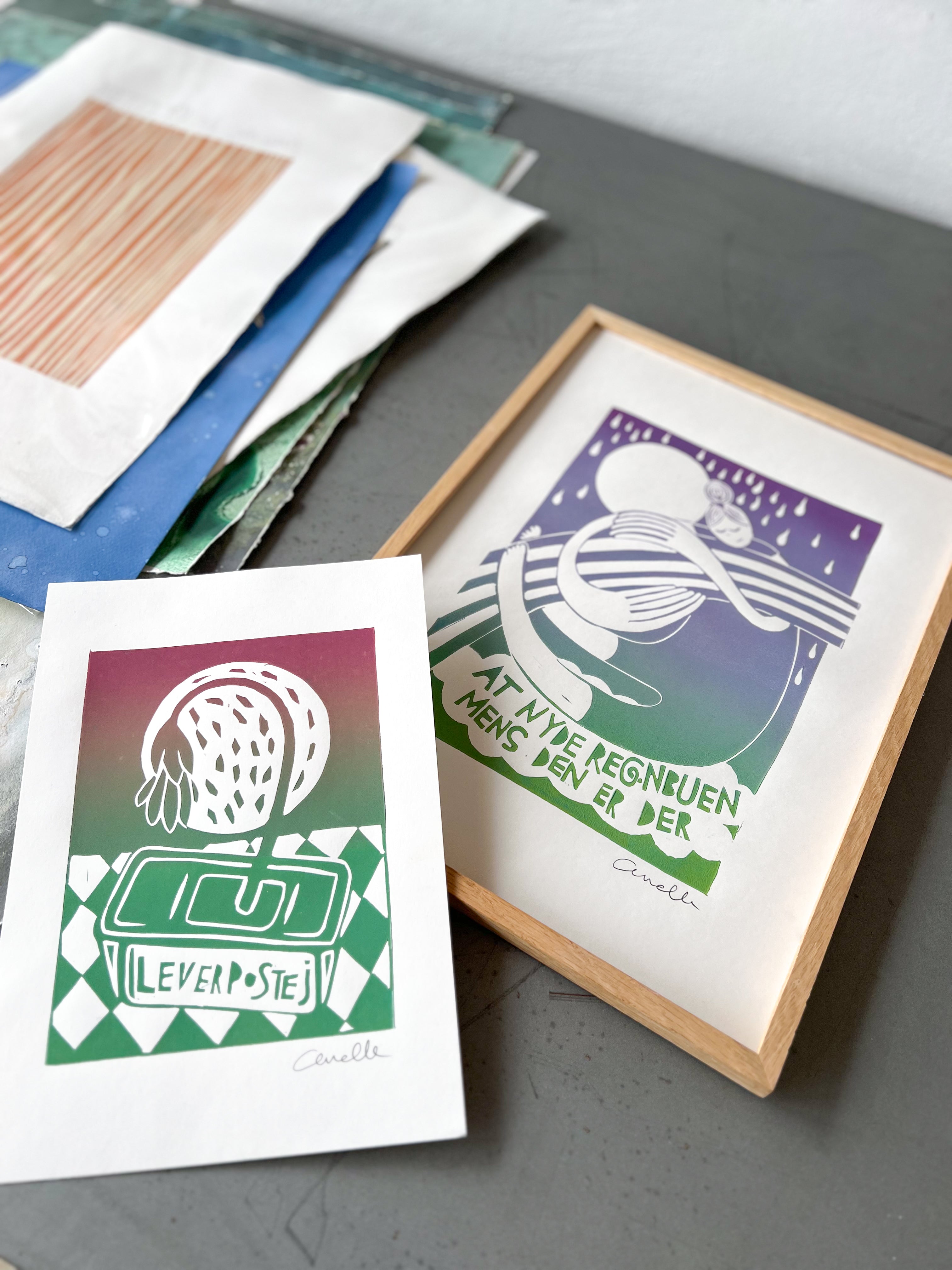 Håndlavet linoleumstryk || Leverpostej ||Anette Zimmerlund