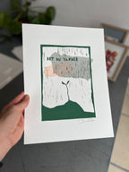 Det, du vander m. grå sky | Linoleumstryk (Mixed Media)