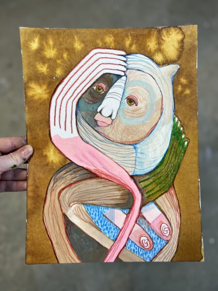 Mixed media med titlen “Monkey Shyness”