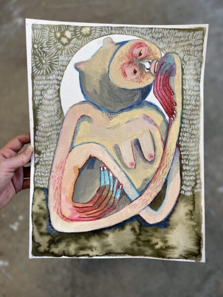 Mixed media med titlen “Monkey Thoughts”