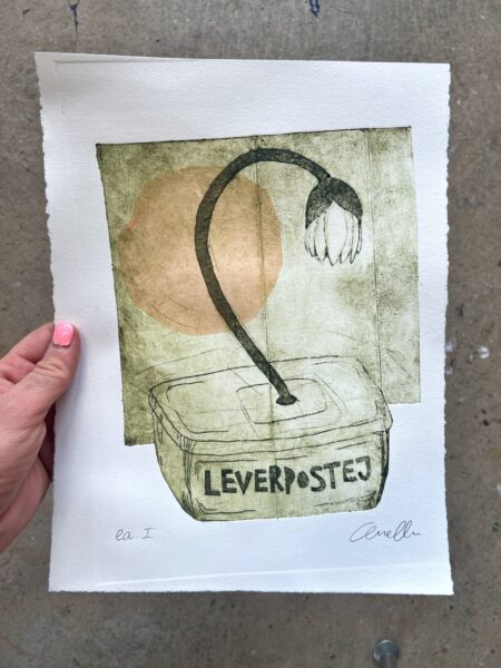 Collografi med titlen “Leverpostej no. 1”