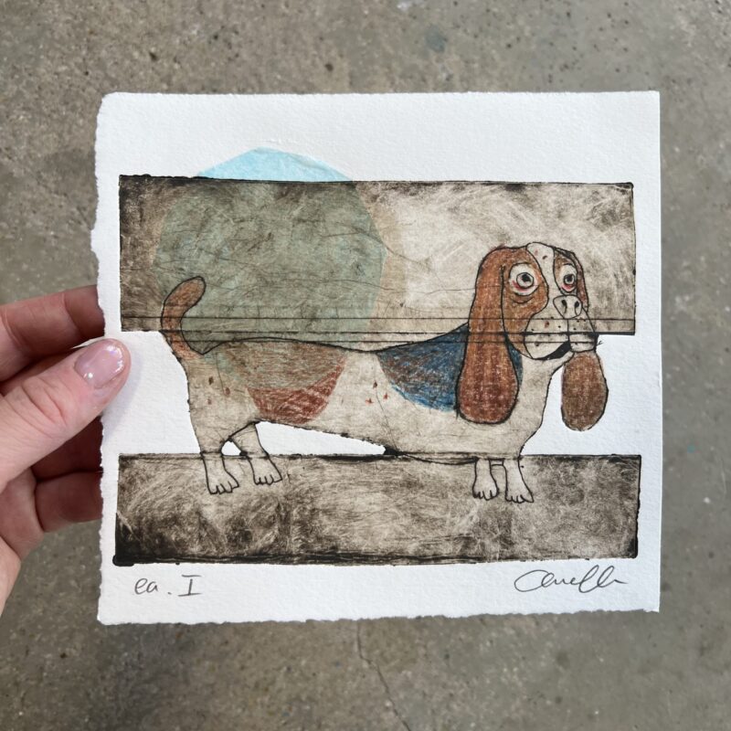 Collografi med titlen “Pølsehund”, no. 1