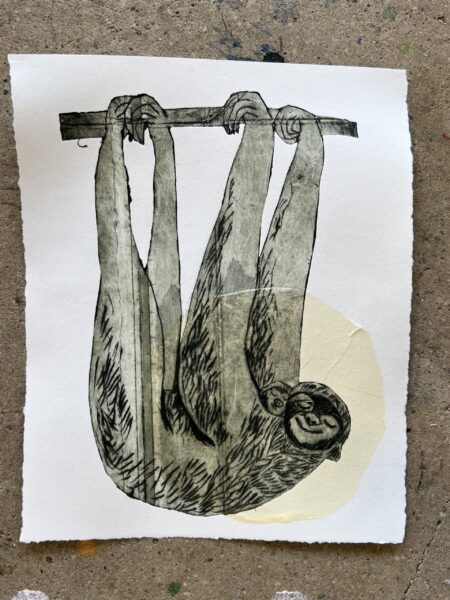 Collografi med titlen “Dovendyr no. 3”