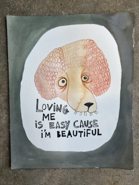 Mixed media med titlen “Loving me is easy”