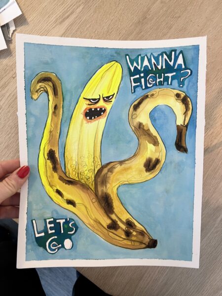Mixed media med titlen “Wanna fight?”