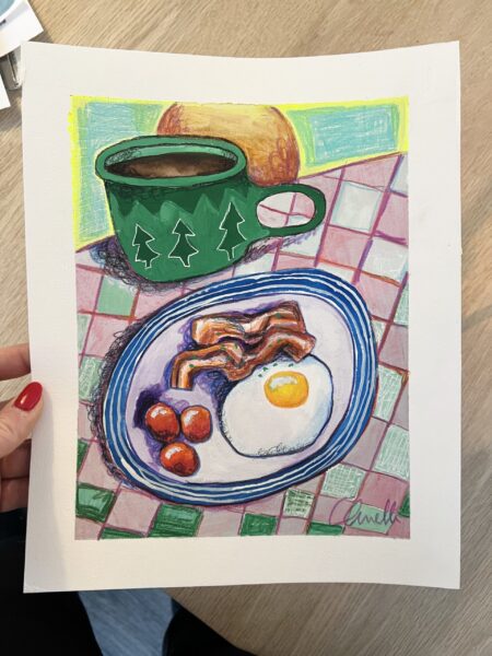 Mixed media med titlen “Breakfast”