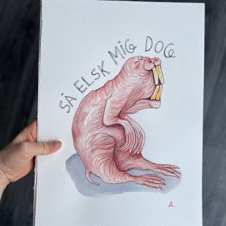 Mixed media med titlen “Så elsk mig dog”