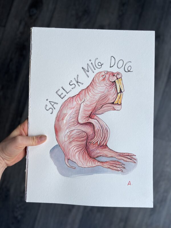 Mixed media med titlen “Så elsk mig dog”