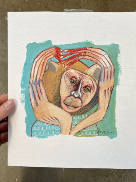 Mixed media med titlen “Abe”