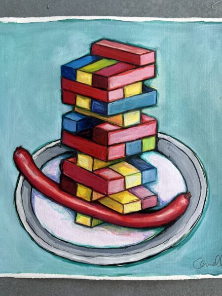 Mixed media med titlen “Pølsemajor”