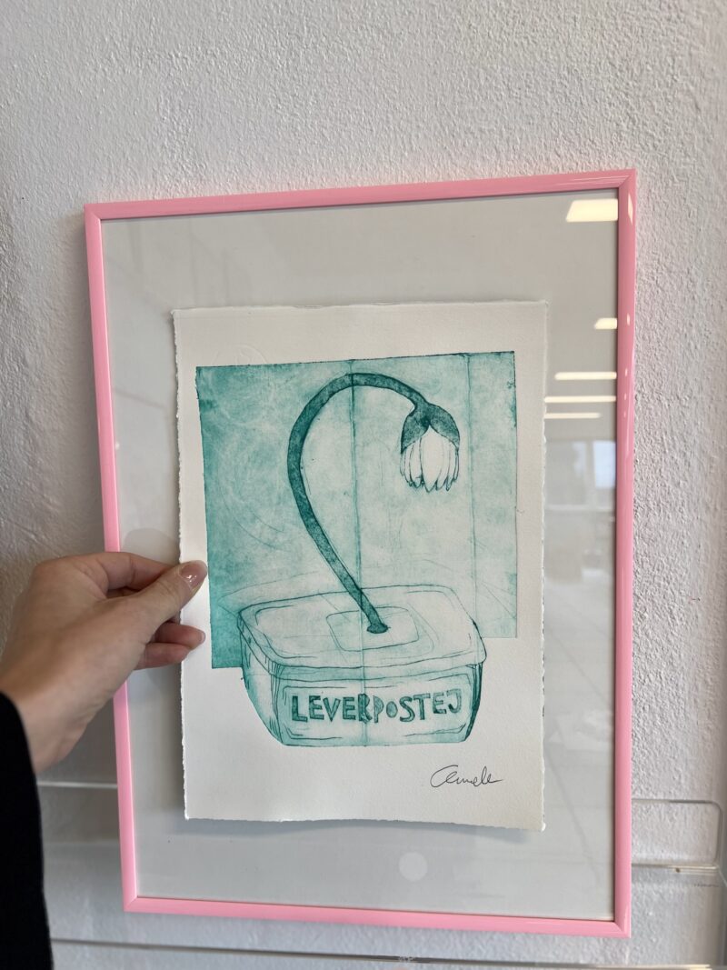 “Leverpostej", Mørk Mint - collografi - Billede 4