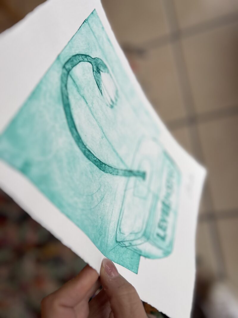 “Leverpostej", Mørk Mint - collografi - Billede 3