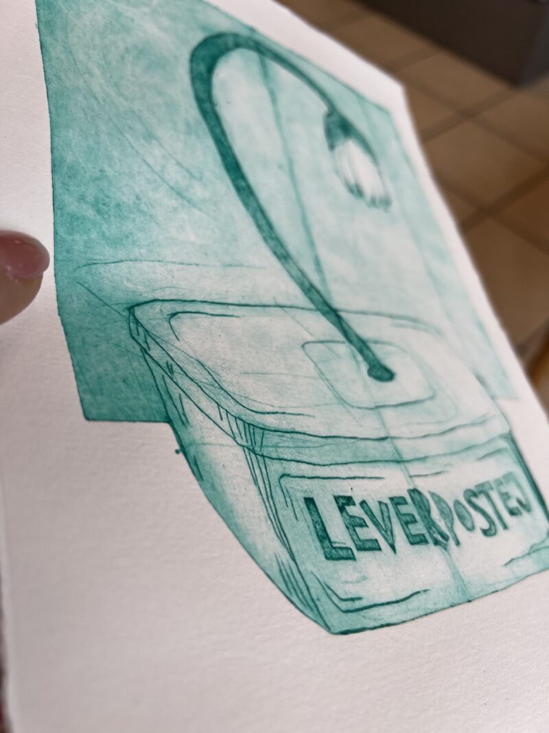 “Leverpostej", Mørk Mint - collografi - Billede 2