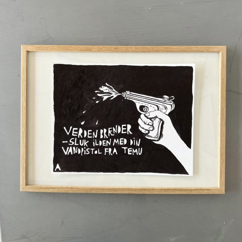 Verden Brænder akvarel akvarelmaleri temu vandpistol
