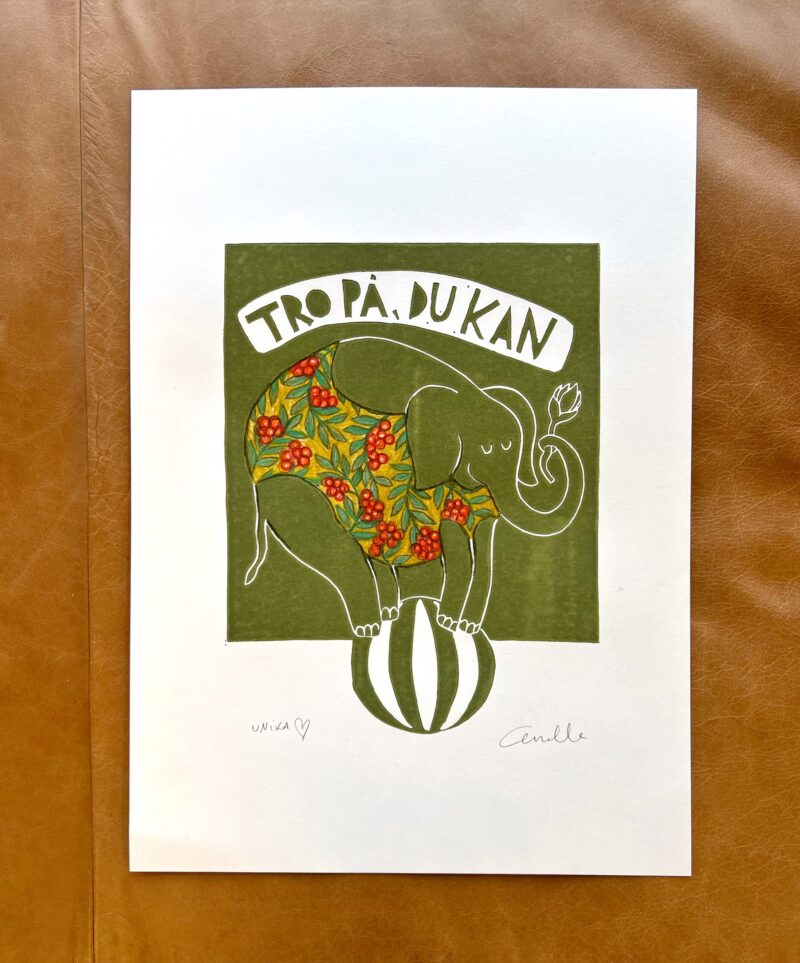 Tro på, du kan linoleumstryk elefant blomster