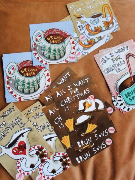 Brun sovs postkort julepostkort