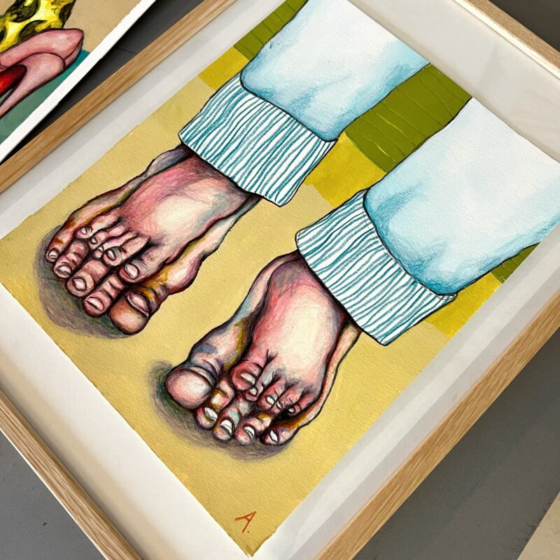 Doppeltgänger mixed Media Akvarel Originalt