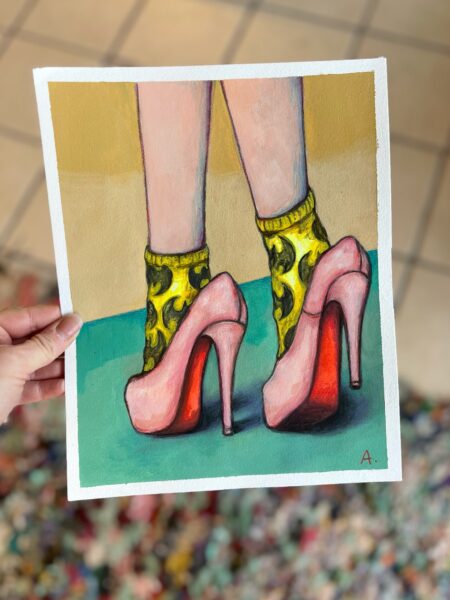 Stilet Nysgerrighed Mixed Media Akvarel Original Kunst