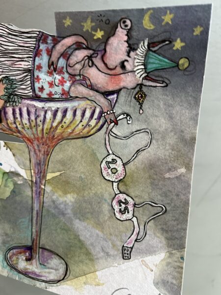 champagnesvinet er et mixed media værk