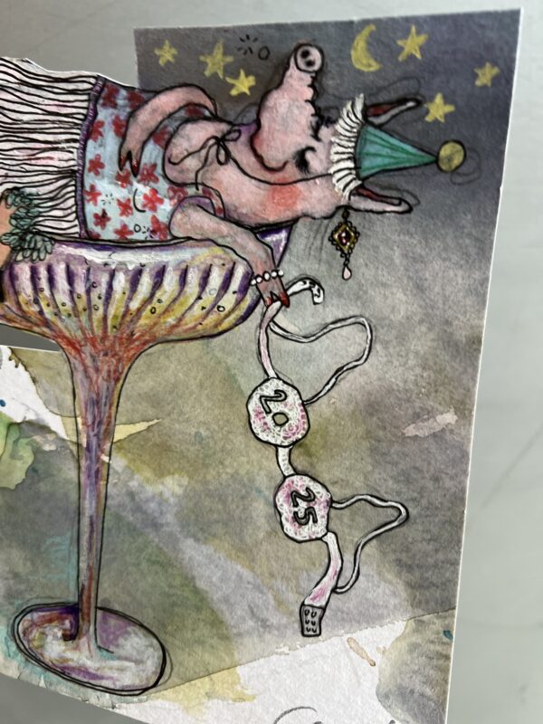 champagnesvinet er et mixed media værk