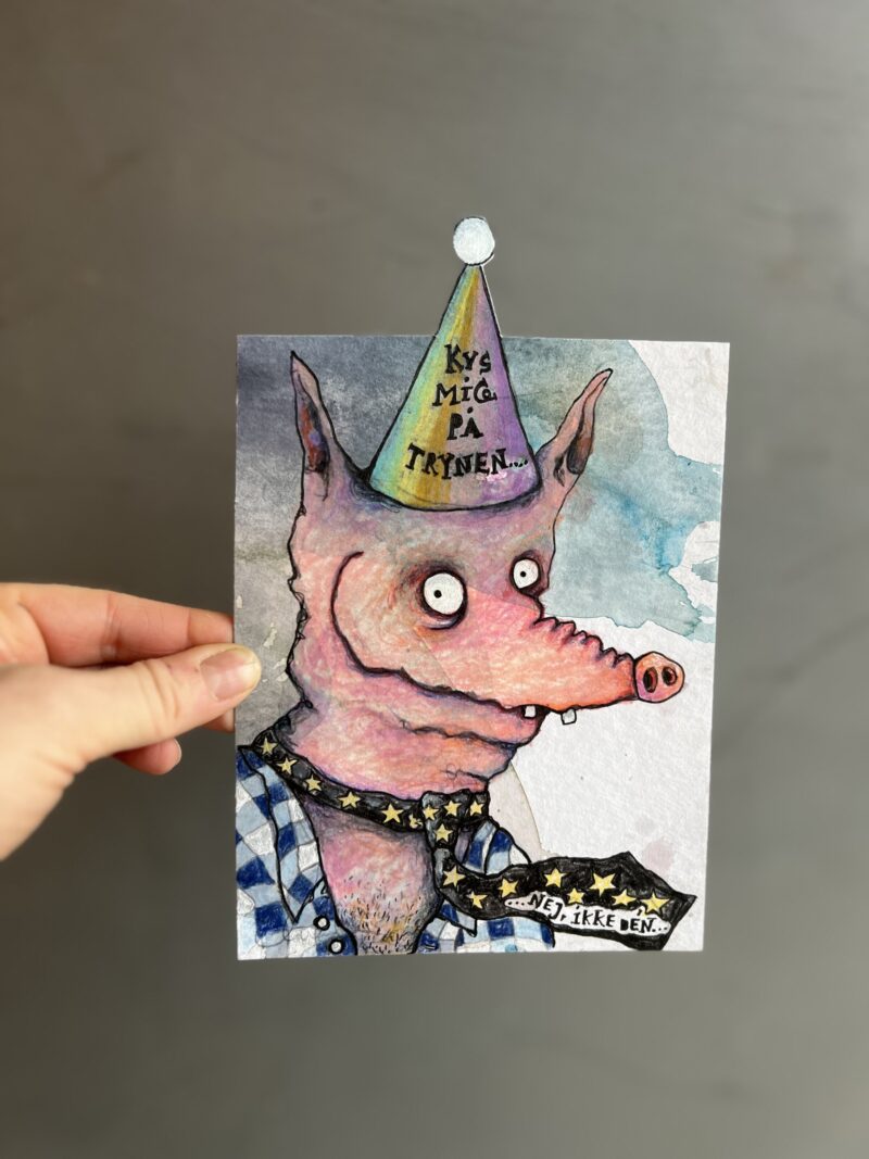 Lummersvin mixed media unika maleri