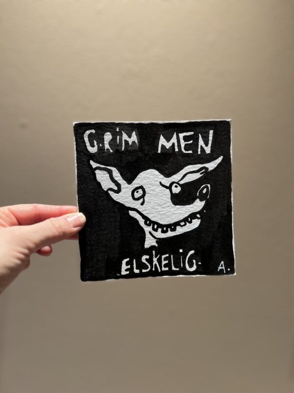 “Grim, men elskelig - Hund", 15*15 cm. - Image 3