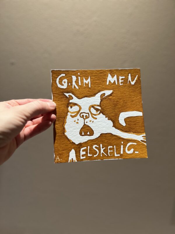 Grim men elskelig akvarel