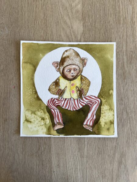 “Manden i abedragt” 25*25 cm.