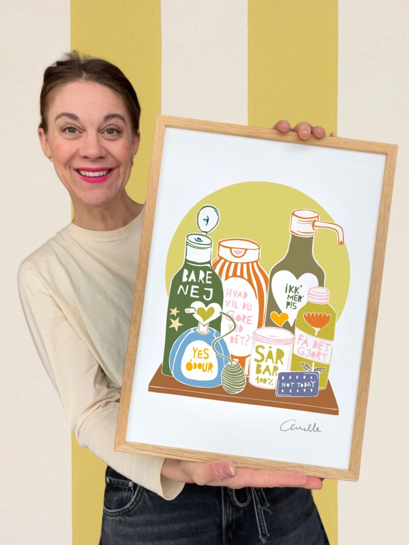 Kunstplakat med titlen Tag hvad du skal bruge