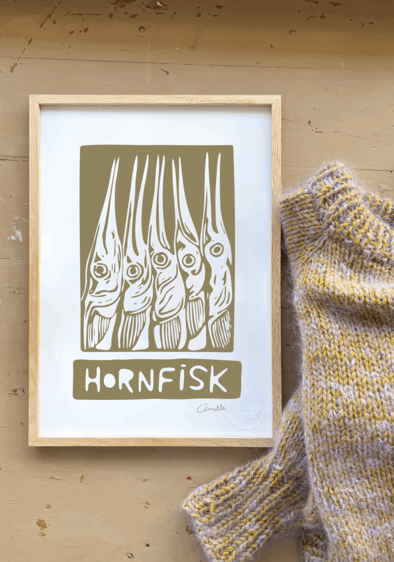Kunstplakat med Hornfisk