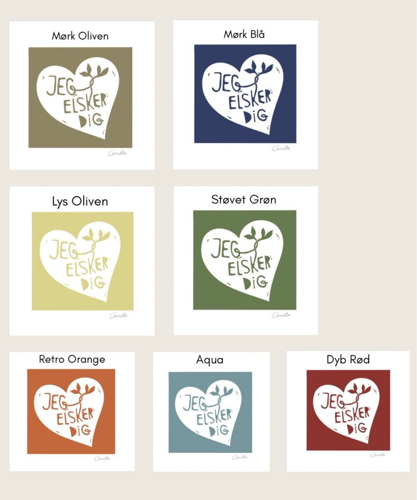 Kunstplakat med titlen Jeg elsker dig 