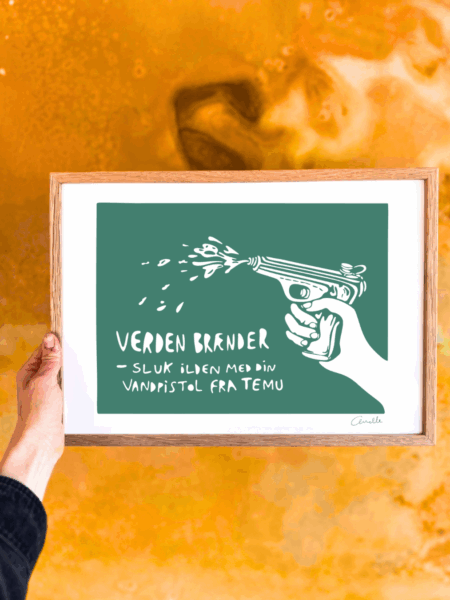 Plakat med titlen Verden Brænder