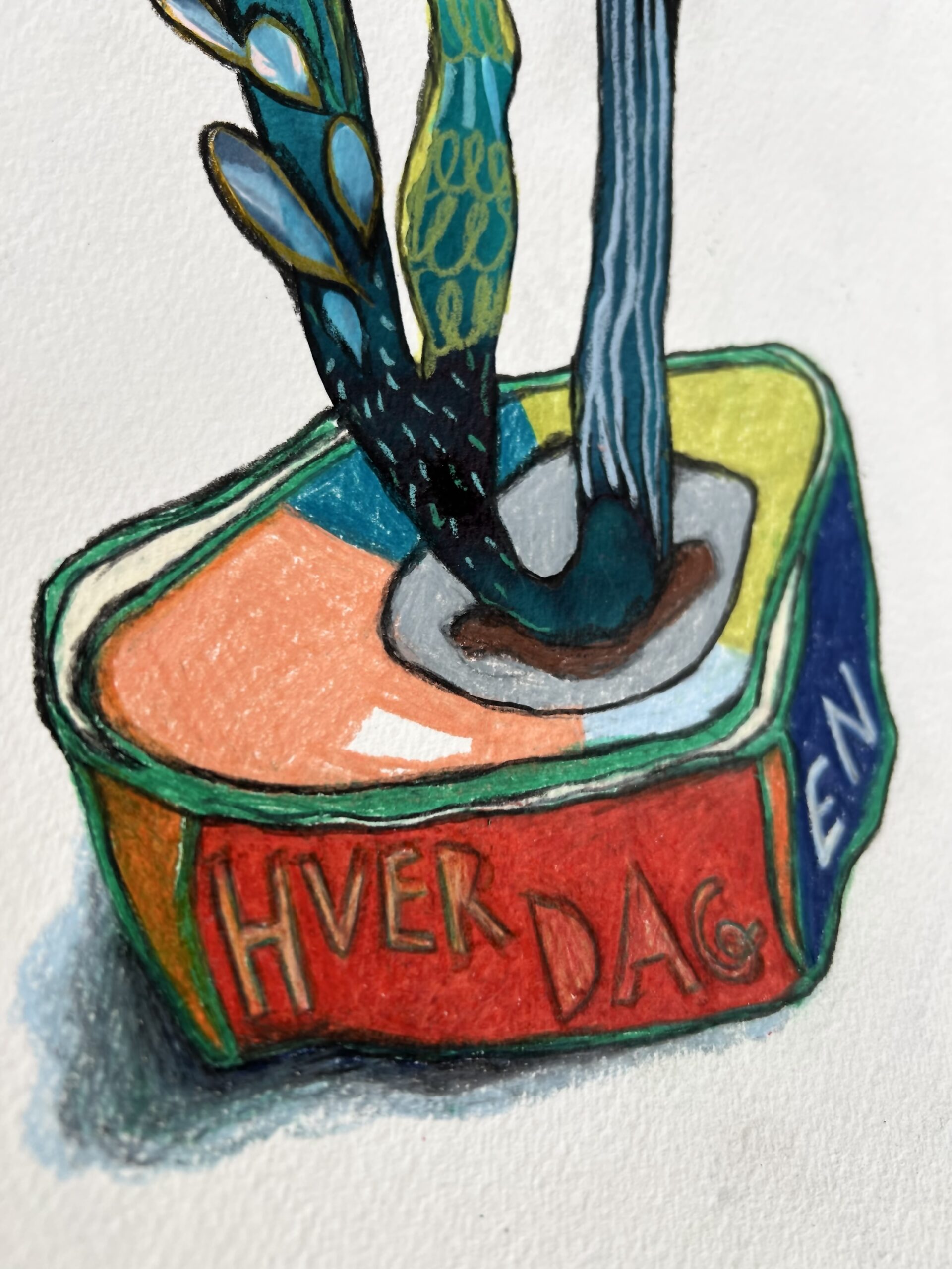 Leverpostej med 3 unikke blomster - originalt maleri - Billede 4